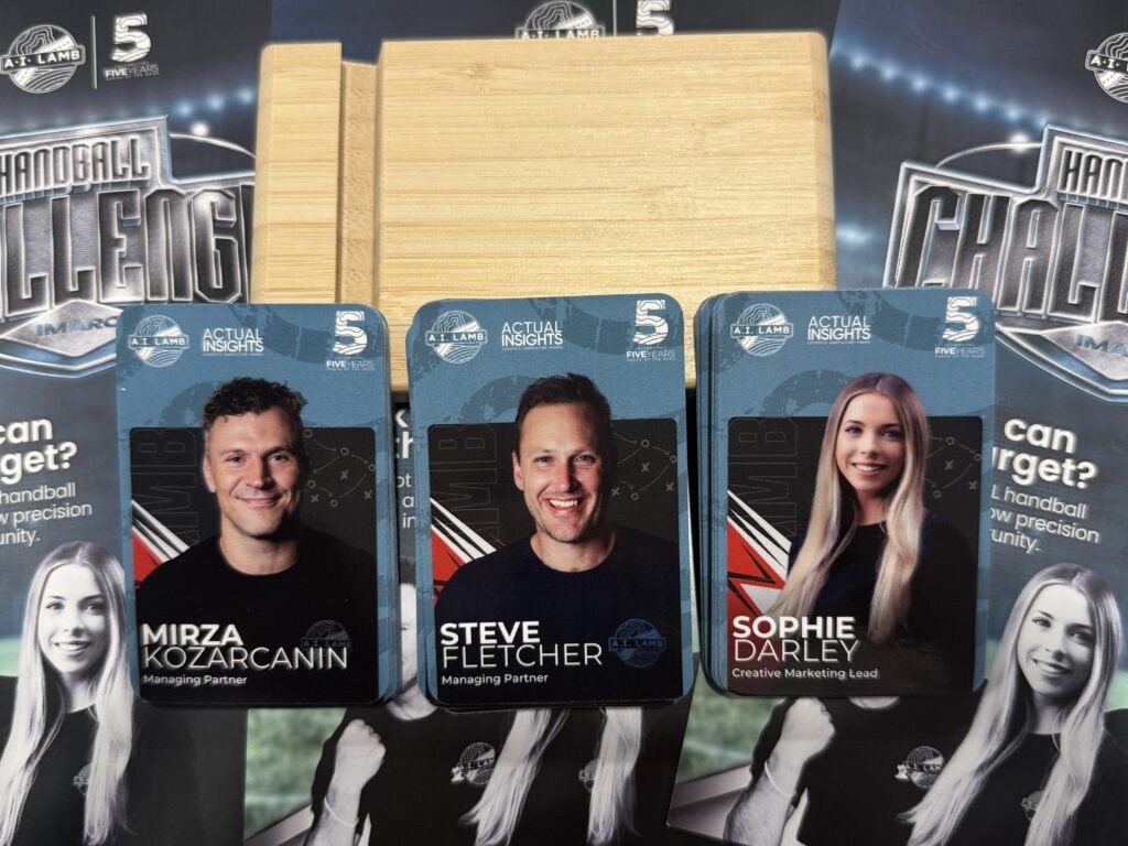 A.I. LAMB AFL-inspired business cards showcased at IMARC 2025 mining and resources conference